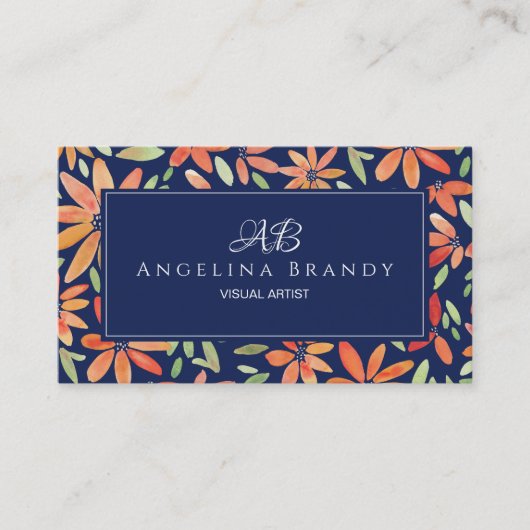 オレンフェミニンジフローラ赤面ピンク名刺 名刺 (正面)