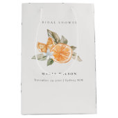オレンミニマルジーブボホリーフブライダルシャワー ミディアムペーパーバッグ (正面)