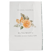 オレンミニマルジーブボホリーフブライダルシャワー ミディアムペーパーバッグ (裏面)