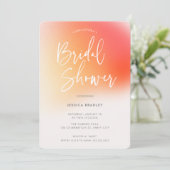 オレンモダンはっきりしたジピンク勾配ブライダルシャワー 招待状 (スタンド正面)