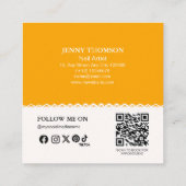 オレンモダンエレガントジホワイトフローラネイルアーティスト スクエア名刺 (裏面)