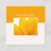 オレンモダンエレガントジホワイトフローラネイルアーティスト スクエア名刺 (正面)