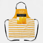 オレンモダンエレガントジホワイトフローラネイルサロン エプロン (正面)