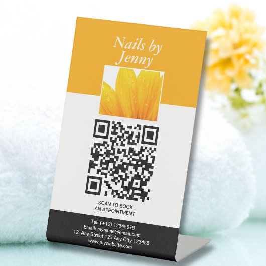 オレンモダンエレガントジホワイトフローラネイルサロン 台座サイン