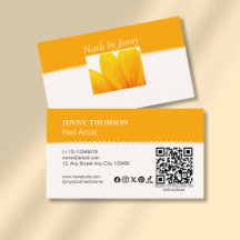 オレンモダンエレガントジホワイトフローラネイルサロン