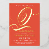 オレンモダンエレガントジレッド15thキンセアニラパーティー 箔招待状 (正面)