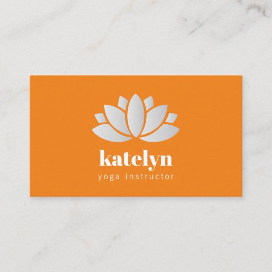 オレンモダンエレガントダロータスアイコンヨガインストラクター 名刺 (正面)