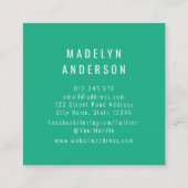 オレンモダンカラフルジピンクティール(緑がかった色)紙吹雪 スクエア名刺 (裏面)