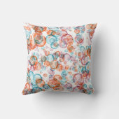 オレンモダンジとターコイズの泡パターン クッション (裏面)