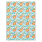 オレンモダンジとティール（緑がかった色）の芸術 テーブルクロス (正面)