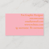 オレンモダンジとベビーピンクの「hi」名刺 名刺 (裏面)