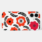 オレンモダンジと赤フローラモノグラム Case-Mate iPhoneケース (裏面 (横))