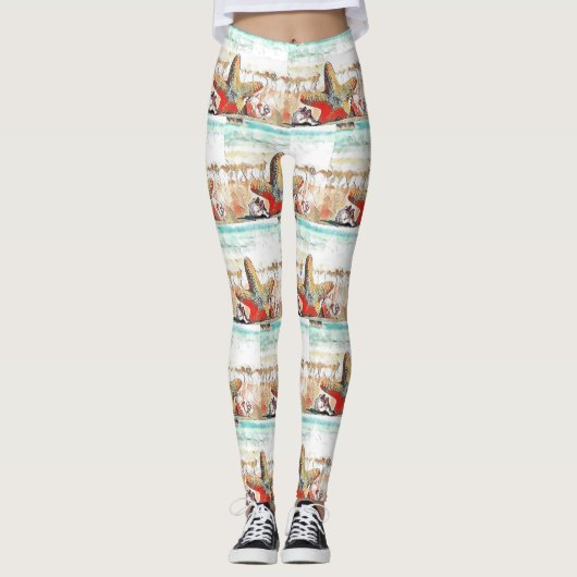 オレンモダンジの水彩オンビーチ レギンス (正面)