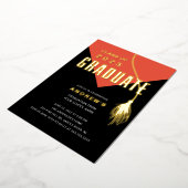 オレンモダンジはっきりしたグラードキャップ卒業 箔招待状 (回転した状態)