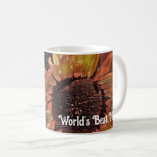 オレンモダンジひまわりアートマザーズデイ写真 コーヒーマグカップ (正面右)