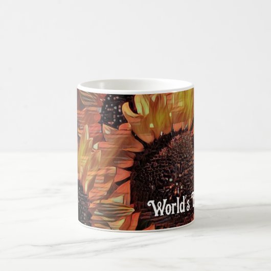 オレンモダンジひまわりアートマザーズデイ写真 コーヒーマグカップ (中央)