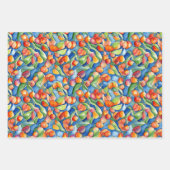 オレンモダンジアンアプリコッツピーチフルーツ水彩 ラッピングペーパーシート (正面3)