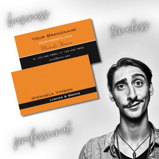 オレンモダンジアンドブラックシックシンプルプロフェッショナル 名刺