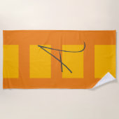 オレンモダンジイエローカラーモノグラム名イニシャル ビーチタオル (正面)