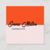 オレンモダンジエレガントバラコンサルタはっきりしたント スクエア名刺 (正面)