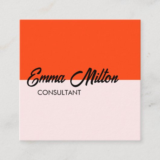 オレンモダンジエレガントバラコンサルタはっきりしたント スクエア名刺 (正面)
