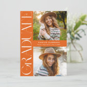 オレンモダンジエレガント3枚の写真卒業 招待状 (スタンド正面)