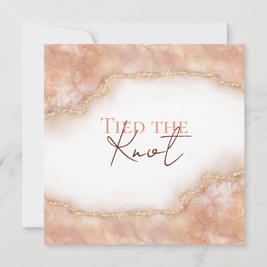 オレンモダンジカスタムウェディング大理石の水色 招待状 (裏面)