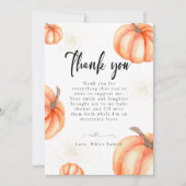 オレンモダンジカボチャ赤ちゃんシャワーサンキューカード サンキューカード (正面)