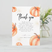 オレンモダンジカボチャ赤ちゃんシャワーサンキューカード サンキューカード (スタンド正面)