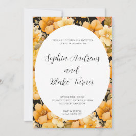 オレンモダンジガーデンフローラフレーム結婚ズ 招待状