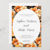 オレンモダンジガーデンフローラフレーム結婚ズ 招待状 (正面/裏面)