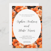 オレンモダンジガーデンフローラフレーム結婚ズ 招待状 (正面/裏面)