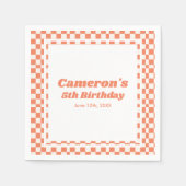 オレンモダンジキッズピクニックバースデーパーティー スタンダードカクテルナプキン (正面)