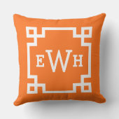 オレンモダンジギリシャ鍵カスタムモノグラム クッション (裏面)