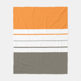 オレンモダンジグレイ秋のストライプ フリースブランケット