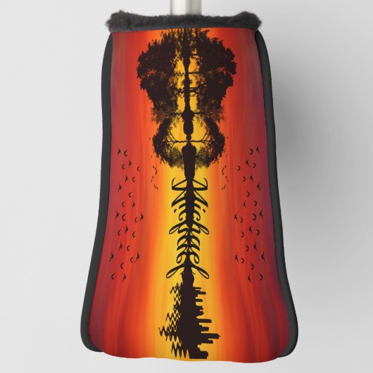 オレンモダンジサンセットギタリスト名水彩 ゴルフヘッドカバー (回転90)