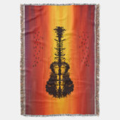 オレンモダンジサンセットギタリスト名水彩 スローブランケット (正面縦)