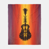 オレンモダンジサンセットギタリスト名水彩 フリースブランケット (正面)