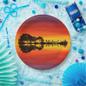 オレンモダンジサンセットギタリスト名水彩 ペーパープレート (パーティー)