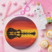 オレンモダンジサンセットギタリスト名水彩 ペーパープレート (パーティー)