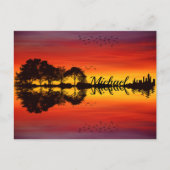 オレンモダンジサンセットギタリスト名水彩 ポストカード (正面)