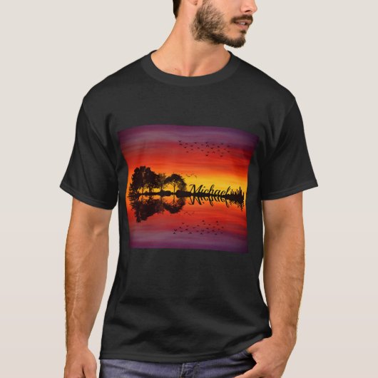 オレンモダンジサンセットギタリスト名水彩 Tシャツ (正面)