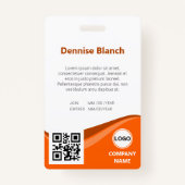 オレンモダンジシェード、バーコード、qrコードIDカード バッジ (裏面)