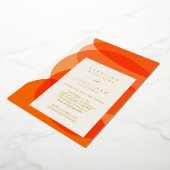 オレンモダンジシックの抽象芸術シェイプ結婚 箔招待状 (回転した状態)