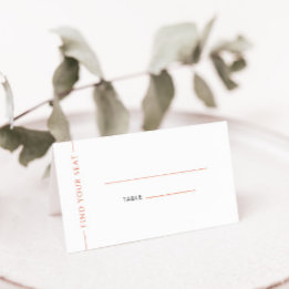 オレンモダンジタイポグラフィ折り結婚畳み座席表 プレイスカード