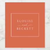 オレンモダンジタイポグラフィ結婚のボトルラベル ワインラベル (シングルラベル)