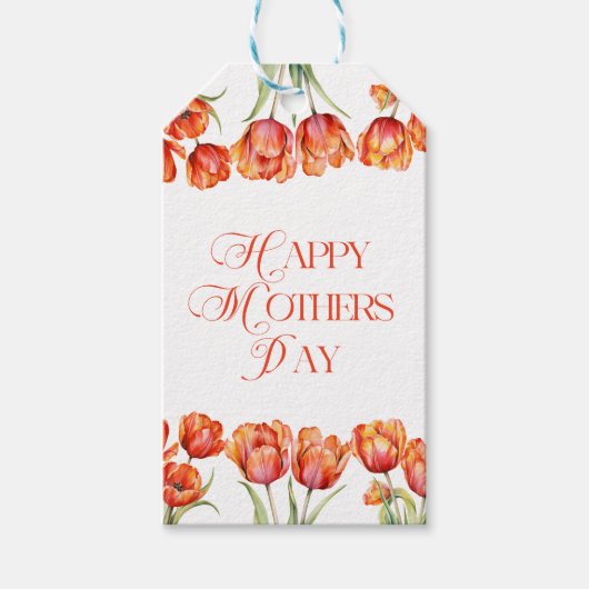 オレンモダンジチューリップフローラハッピーマザーズ・デイ ギフトタグ (正面)