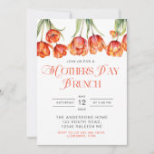 オレンモダンジチューリップフローラマザーズDay Brunch Inv 招待状 (正面)