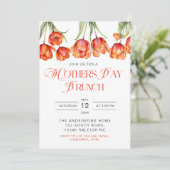 オレンモダンジチューリップフローラマザーズDay Brunch Inv 招待状 (スタンド正面)