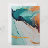 オレンモダンジティール（緑がかった色）ミニマル金ゴールド秋の結婚式 招待状 (裏面)